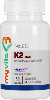 Vitamin K2 MK - 7 K2 MK7 max 200mcg mit Natto K2MK7 60 MYVITA Tabletten